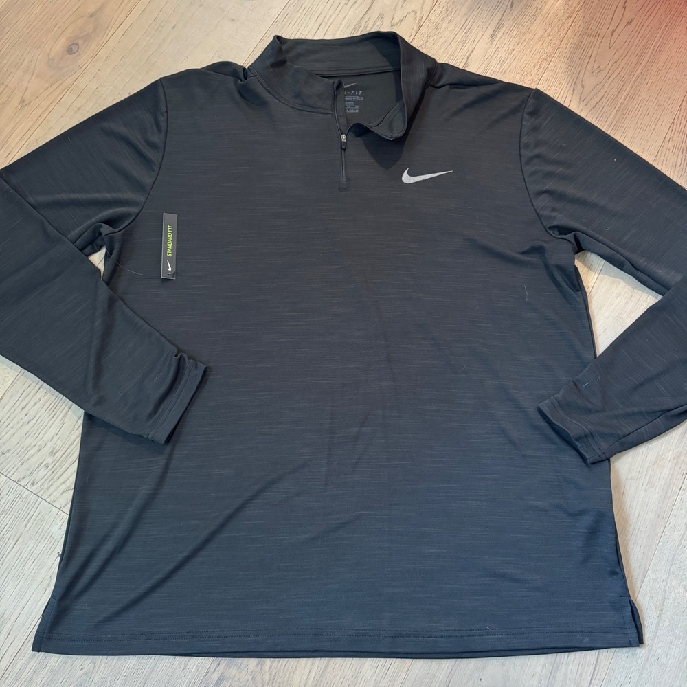 Nike Dri-FIT Quarter Zip Pullover Mens XXL Tall Black Heathered Standard Fit Top